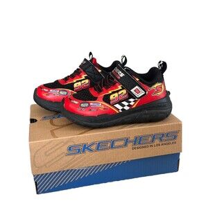 Skechers Boys' Skech Tracks Cars Themed Sneakers  Black/Red Size US: 8